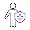person with medical shield icon