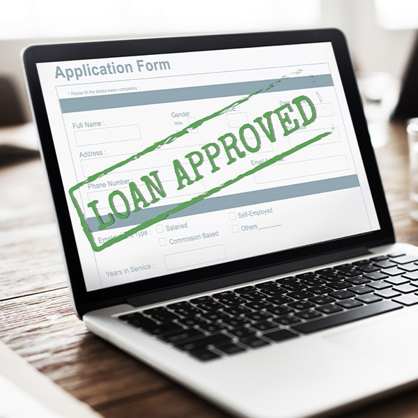 a screen showing loan approved