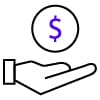 Hand giving money icon